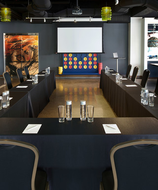 Meeting setup in the Colosseum Game Room at Hotel Zags